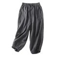 thumbnail image 1 of VERUGU Capri Pants for Women Elastic Waist Wide-Leg Capris Loose Casual Cotton Linen Solid Cropped Pants Gray XXL, 1 of 6