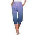 thumbnail image 1 of VERUGU Capri Pants for Women Fashion Gradient Color Pants Elastic Waist Drawstring Casual Capris with Pockets Blue XXL, 1 of 6