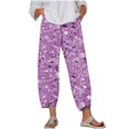 thumbnail image 1 of VERUGU Capri Pants for Women Summer Comfortable Fashionable Printed Loose Casual Cropped Pants with Pockets Purple XXL, 1 of 5