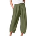 thumbnail image 1 of VERUGU Capri Pants for Women Summer Solid Straight-Leg Pants Classic Loose Casual Capris with Pockets Army Green S, 1 of 5