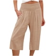 thumbnail image 1 of VERUGU Capris Pants for Women Loose Wide Leg Pants High Waist Straight Pants Casual Pants Khaki L, 1 of 5