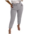 thumbnail image 1 of Summer Pants Saving! VERUGU Capris Pants for Women Tapered High Waisted Versatile Belt Elastic Capris Gray S, 1 of 6