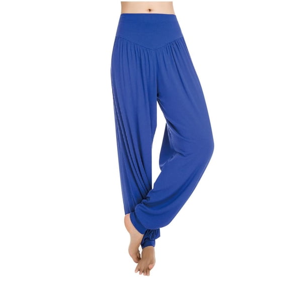 VERUGU Casual Pants for Women Modals Pants Loose Mid Waist Solid Straight Leg Loose Full-Length Pants Lantern Pants Dance Pants Athletic Gym Running Yoga Pants Summer Trendy Outfits Blue 3XL