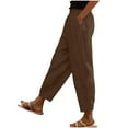 thumbnail image 1 of VERUGU Casual Pants for Women Summer Pocket Elastic Waist Pant Straight Leg Solid Trousers Loose Imitation Cotton Linen Mid Waist Classic Comfortable Workout Running Sweatpants Brown XL, 1 of 6