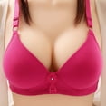 thumbnail image 1 of VERUGU Everyday Bras for Women Comfort Solid Wirefree OnePiece Bra Gathering Underwear Bras No Underwire Red M, 1 of 4