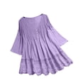 thumbnail image 1 of VERUGU Fall Women Plus Size 3/4 Sleeve V Neck Tops Casual Tunic Blouse Loose Shirt Oversized Kaftan Gypsy Shirt Tops Thin Pullover Tops, 1 of 4