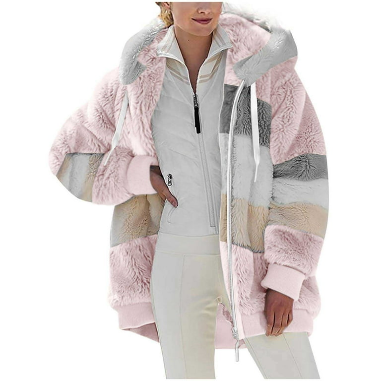 Hooded Loose Fitting Patchwork Outerwear Hooded Loose Fitting Patchwork Outerwear