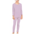 thumbnail image 1 of VERUGU Girls' Clothing Sets Children Long Sleeve Round-Neck Loose Solid Sleepwear Tops Casual Pants Two-Piece Set, 1 of 1
