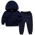 thumbnail image 1 of VERUGU Girls' Clothing Sets Toddler Baby Casual Long Sleeve Solid Round-Neck Hoodie with Pocket Fashion Outdoor Sports Pants Two Piece Set Navy 3-4 Years, 1 of 5