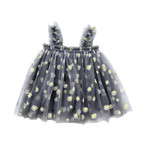 VERUGU Girls Dresses Fall Lovely Baby Girls Sweet Dress Strap Sleeveless Flowers Printed Lace Sundress
