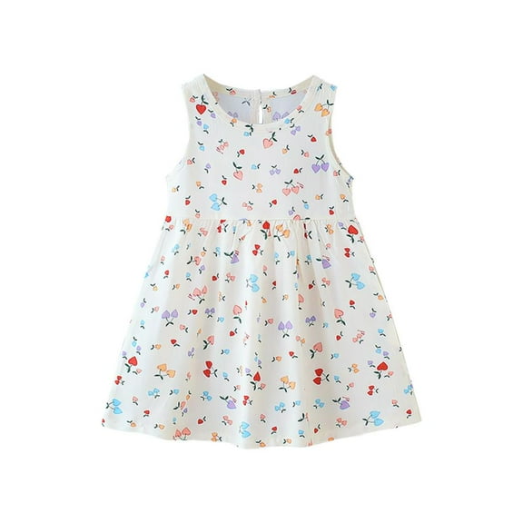 VERUGU Girls Dresses Fall Toddler Baby Girls Sleeveless Dress Graphic Print Children's Clothing
