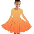 thumbnail image 1 of VERUGU Girls Dresses Kids Long Sleeve Stretchy Dress A-Line Twirly Skater School Recital Dress Long Sleeve Round Neck Dress Orange 5 Years, 1 of 5