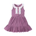 thumbnail image 1 of VERUGU Girls Dresses Toddler Kids Baby Girls Lace Ribbed Sleeveless Bowtie Fashion Princess Dress, 1 of 7