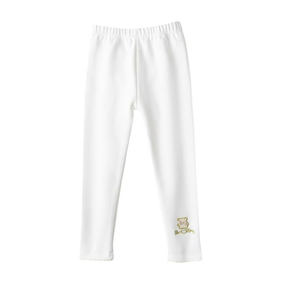 VERUGU Girls Leggings Childs Spring Fall Cute Bear Kids Long Pants Toddler Cotton Warm Full Length Pants Overalls White 3 Years