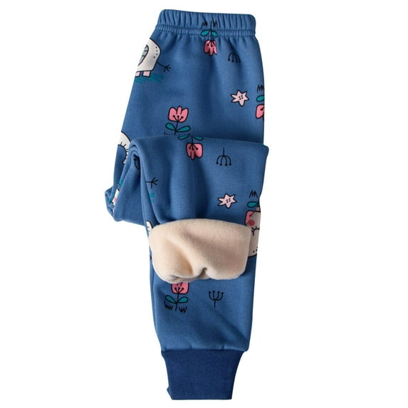 VERUGU Girls Leggings Fall Winter Kids Boys Fleece Warm Slim Pants Casual Elastic Waist Cute Airplane Print Long Pants Dark Blue 9 Years