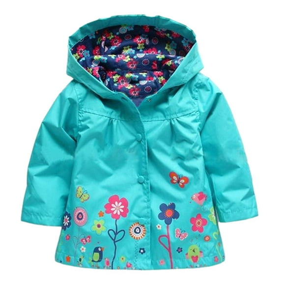 VERUGU Girls Rain Jacket Toddler Jacket Kids Raincoat Coat Hooded Long Sleeve Outerwear Children Clothing Jacket