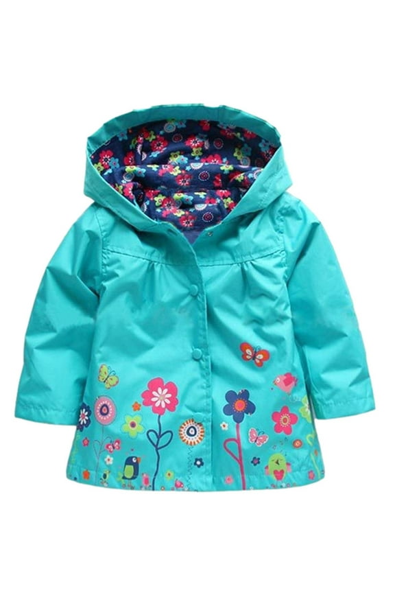 Girls Rain Jacket Toddler Jacket Kids Raincoat Coat Hooded Long Sleeve Outerwear Children Clothing Jacket