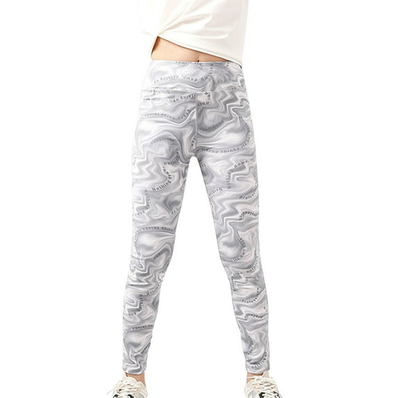 VERUGU Girls Sweatpants Kids Fashion Print Slim Fitting Sports Yoga Pants Outdoor Mosquito Repellent Long Pants Gray 8 Years