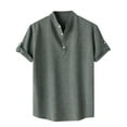 thumbnail image 1 of VERUGU Hawaiian Shirt for Men Casual Solid Stand Collar Short Sleeve Button Closure Shirt Hawaii Blouse Army Green S, 1 of 8