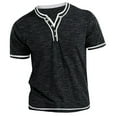 thumbnail image 1 of VERUGU Henley Shirts for Men Top Shirt Slim Short Sleeve Lapel Casual Sports Bottom Shirt T-shirt Top Black S, 1 of 6