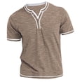 thumbnail image 1 of VERUGU Henley Shirts for Men Top Shirt Slim Short Sleeve Lapel Casual Sports Bottom Shirt T-shirt Top Khaki S, 1 of 6