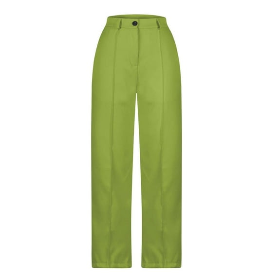 VERUGU High Waisted Dress Pants for Women Straight Leg Solid Buttons Work Slack Suit Pants Casual Loose Trendy Trousers for Office Business Classic Fashion Waisted formal Pants Green XL