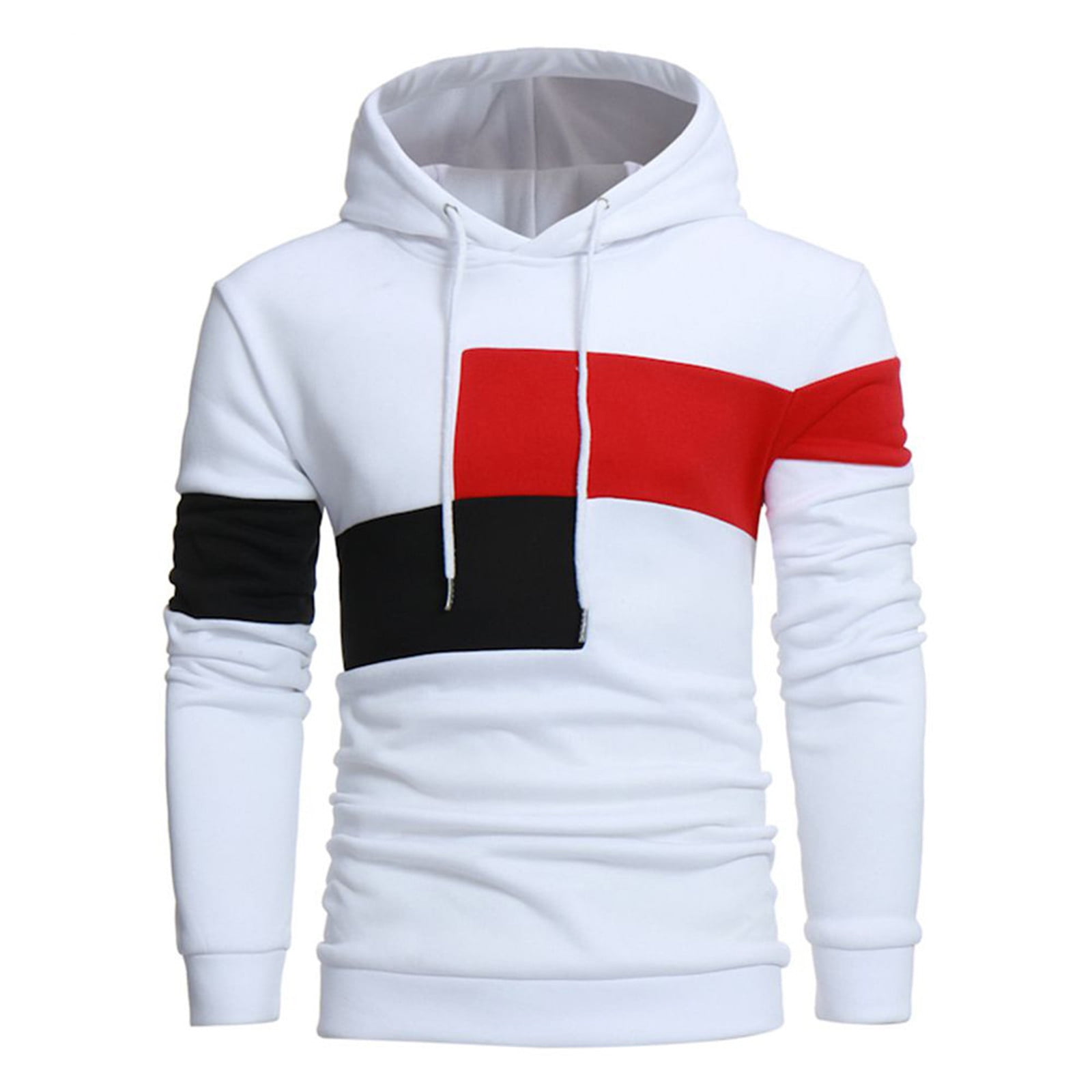 VERUGU Hoodies for Men Long Sleeve Hoodie Stitching Color Coat Jacket