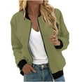 thumbnail image 1 of VERUGU Jackets for Women Casual Long Sleeve Zip Up Coats with Pockets Fall Trendy Stand Collar Solid Loose Outwear Army Green XL, 1 of 5