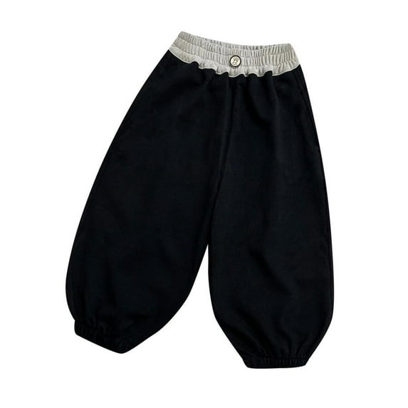 VERUGU Kids Sports Sweatpants Long Pants Lantern Pants for Girls Boys Casual Loose Versatile Solid Pants Black 3 Months