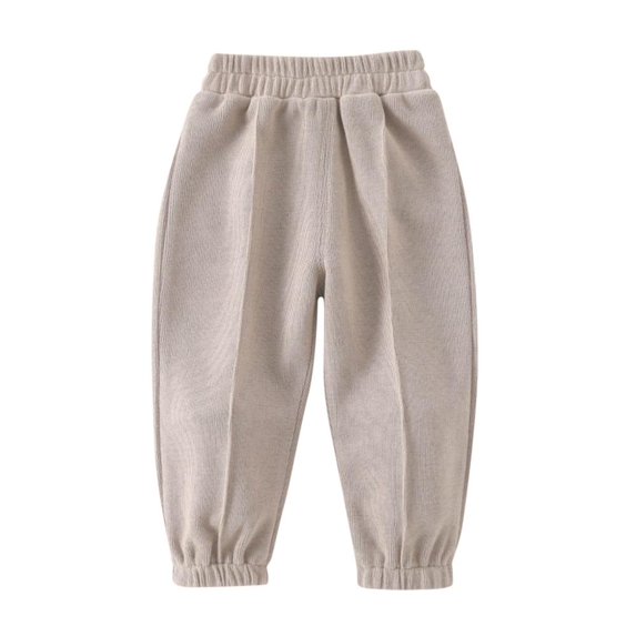 VERUGU Kids Spring Fall Solid Color Comfort Boys and Girls Baby Elastic Waist Long Pants Cotton Cute Full Length Pants Khaki 1 Years