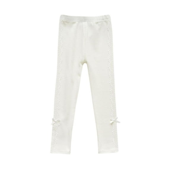 VERUGU Kids Spring Fall Solid Color Comfort Boys and Girls Baby Elastic Waist Long Pants Cotton Cute Full Length Pants White 1 Years