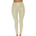 thumbnail image 1 of VERUGU Leggings for Women High Waist Stretchy Faux Leather Leggings PU Butt Lifting Tummy Tightening Fashion Sport Yoga Pants Causal Soild Skinny Comfy Full-Length Pants Beige 3XL, 1 of 5