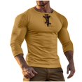thumbnail image 1 of VERUGU Mens Casual Long Sleeve Drawstring Shirts Fall Winter Crew Neck Workout Pullover Trendy Solid Slim Basic Tops Yellow S, 1 of 6
