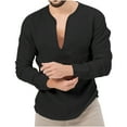 thumbnail image 1 of VERUGU Mens Shirt Lightweight Breathable Casual Fashion Solid Color Long Sleeve V-Neck Fit Summer Loose Comfortable Blouse Black XXL, 1 of 7