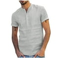 thumbnail image 1 of VERUGU Mens Shirts Casual Baggy Cotton Linen Tops Solid Short Sleeve V-Neck Classic Comfortable Blouse Gray XL, 1 of 5