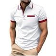thumbnail image 1 of VERUGU Mens Shirts Casual Fallow Button Turndown Collar Top Short Sleeve Splice Sports Top Shirt White S, 1 of 6