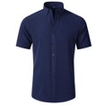 thumbnail image 1 of VERUGU Mens Shirts Casual Fashion Business Short Sleeve Turndown Collar Button Shirt Blouse Navy M, 1 of 4