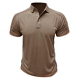 thumbnail image 1 of VERUGU Mens Shirts Casual Fashion Short Sleeve Stripe Printing Turndown Collar Button Shirt Blouse Khaki L, 1 of 5