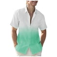 thumbnail image 1 of VERUGU Mens Shirts Fashion Gradient Color Turndown Collar Breathable Tops Short Sleeve Casual Comfortable Blouse Shirt Green M, 1 of 5
