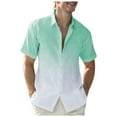thumbnail image 1 of VERUGU Mens Shirts Fashion Gradient Color Turndown Collar Breathable Tops Short Sleeve Casual Comfortable Blouse Shirt Mint Green 4XL, 1 of 6