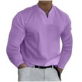 thumbnail image 1 of VERUGU Mens Shirts Fashion Solid Color Casual Fit Sunmmer Autumn Sports Long-Sleeved V-neck Fitness Training Clothes T-Shirt Top Purple XXL, 1 of 8