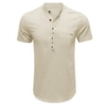 thumbnail image 1 of VERUGU Mens T-Shirts Casual Solid Fashion Pullover Round Neck Short Sleeve T-Shirt Blouse Beige M, 1 of 4