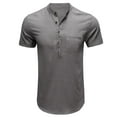 thumbnail image 1 of VERUGU Mens T-Shirts Casual Solid Fashion Pullover Round Neck Short Sleeve T-Shirt Blouse Gray M, 1 of 4