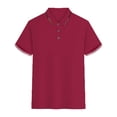 thumbnail image 1 of VERUGU Mens T-Shirts Fashion Casual Slim Turndown Collar Solid Color Short Sleeve T-Shirt Tops Blouse Wine XXL, 1 of 4