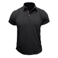 thumbnail image 1 of VERUGU Mens T-Shirts Short Sleeve Solid Casual Fashion Turndown Collar Pullover Buttons Tops Blouse Black XXL, 1 of 4