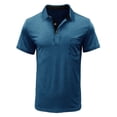 thumbnail image 1 of VERUGU Mens T-Shirts Short Sleeve Solid Casual Fashion Turndown Collar Pullover Buttons Tops Blouse Blue M, 1 of 4