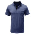 thumbnail image 1 of VERUGU Mens T-Shirts Short Sleeve Solid Casual Fashion Turndown Collar Pullover Buttons Tops Blouse Dark Blue L, 1 of 4
