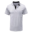 thumbnail image 1 of VERUGU Mens T-Shirts Short Sleeve Solid Casual Fashion Turndown Collar Pullover Buttons Tops Blouse White XXL, 1 of 4