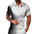 thumbnail image 1 of VERUGU Mens T-Shirts Summer Outfits Fashion Print Tops Casual Short Sleeve Buttons Turndown Collar Blouse Shirt White M, 1 of 5