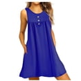 thumbnail image 1 of VERUGU Nightshirt for Women Sleeveless Sleepwear Nightgown V Neck Henley Tunic Tank Dress Casual Loungewear Loose Ruched Pajama Dress Navy XL, 1 of 5